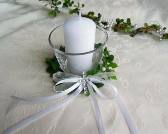 Table decoration baptism communion confirmation votive glass candle decoration cross hearts white confirmation youth consecration wedding table decoration table decoration