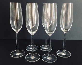 Set Of 6 Schott Zwiesel Tall Champagne Glasses , Schott Zwiesel Triton Crystal Break Resistant Champagne Glasses , Schott Zwiesel Germany