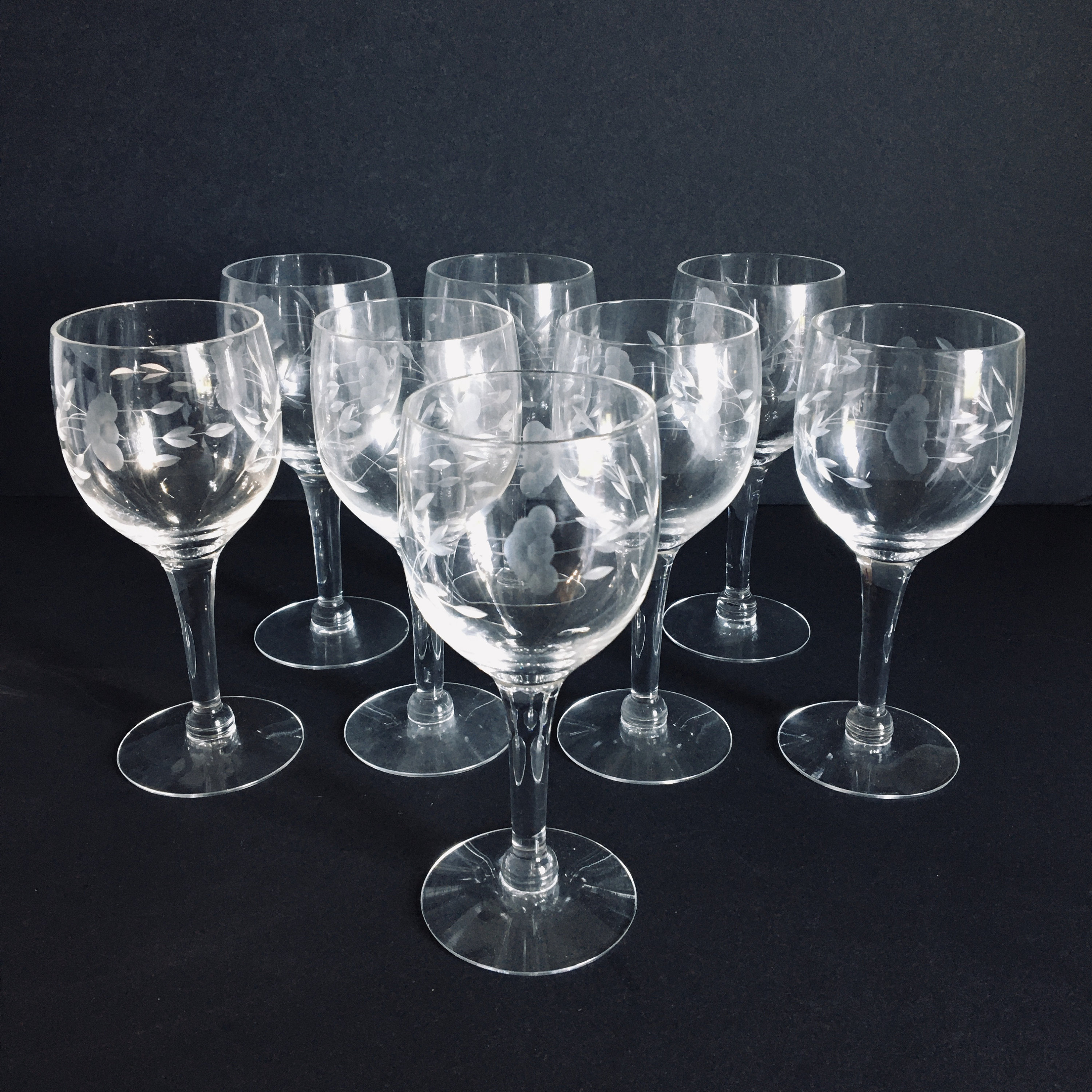 Set Of Eight Crystal Etched Wine/Champagne Glasses Crystal Etsy