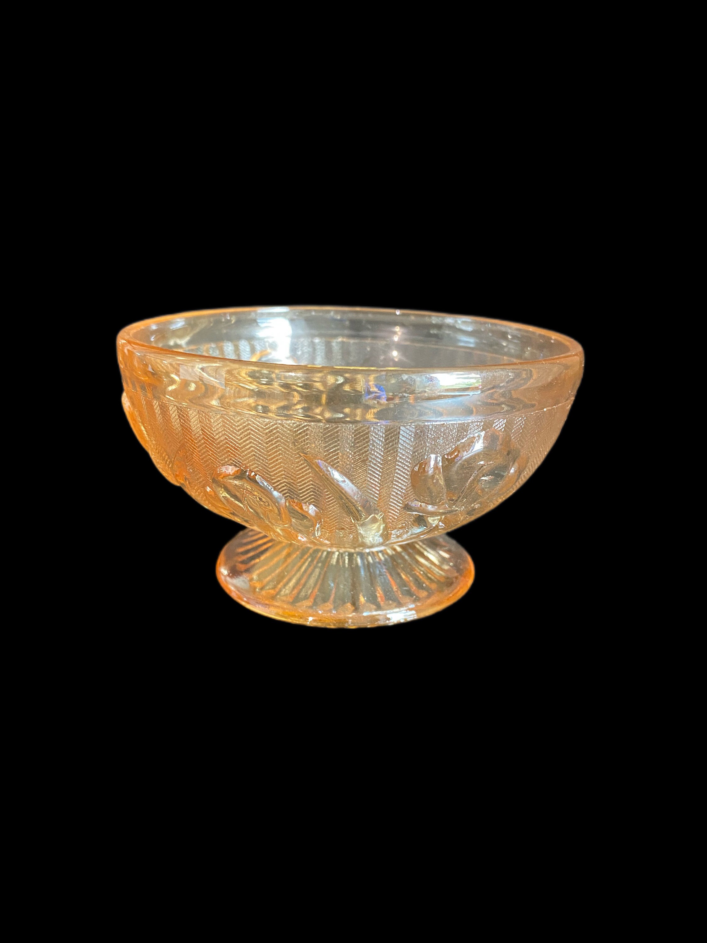 Jeanette Iris & Herringbone Carnival Glass Sherbet Dishes - Set of