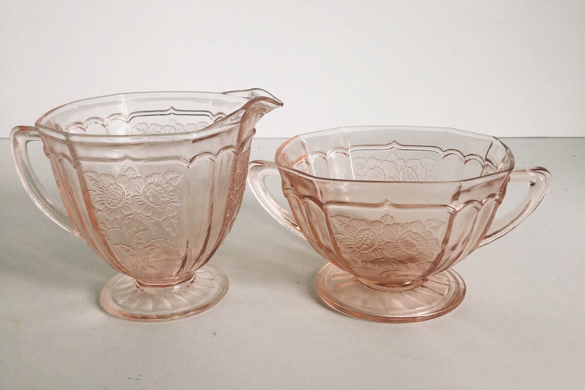 Pink Depression Mayfair Creamer and Sugar Bowl Set Federal Etsy