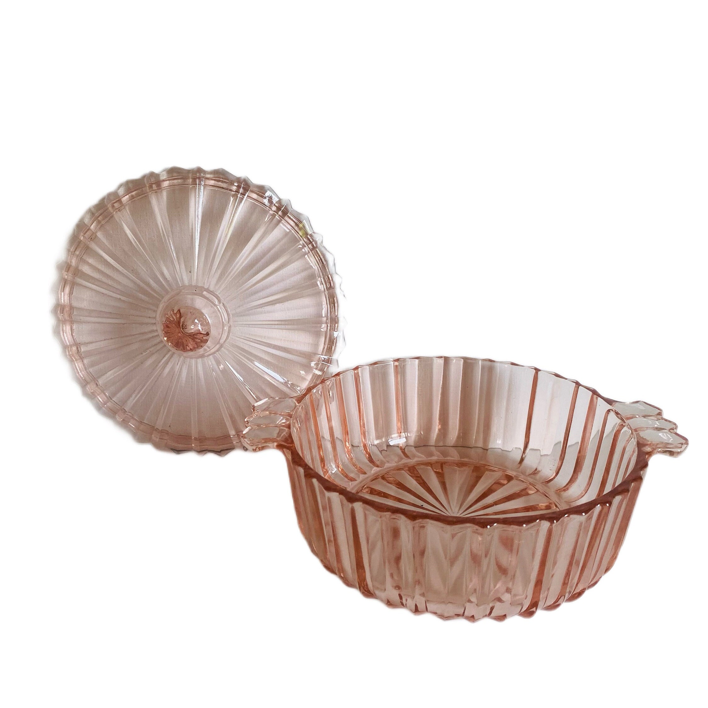 Hocking Glass Fortune Candy Dish With Lid , Depression Glass