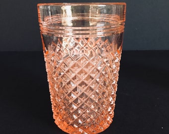 Hocking Glass Pink Miss America 4.5" Tumblers , Pink Depression Miss America Water Tumblers , Orginal Hocking Miss America Depression