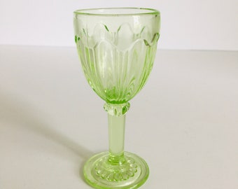 Hocking Glass Colonial/Knife & Fork Wine Cordial , Hocking Green Depression Knife and Fork 3 3/4" Stem Cordial , Colonial Depression Barware