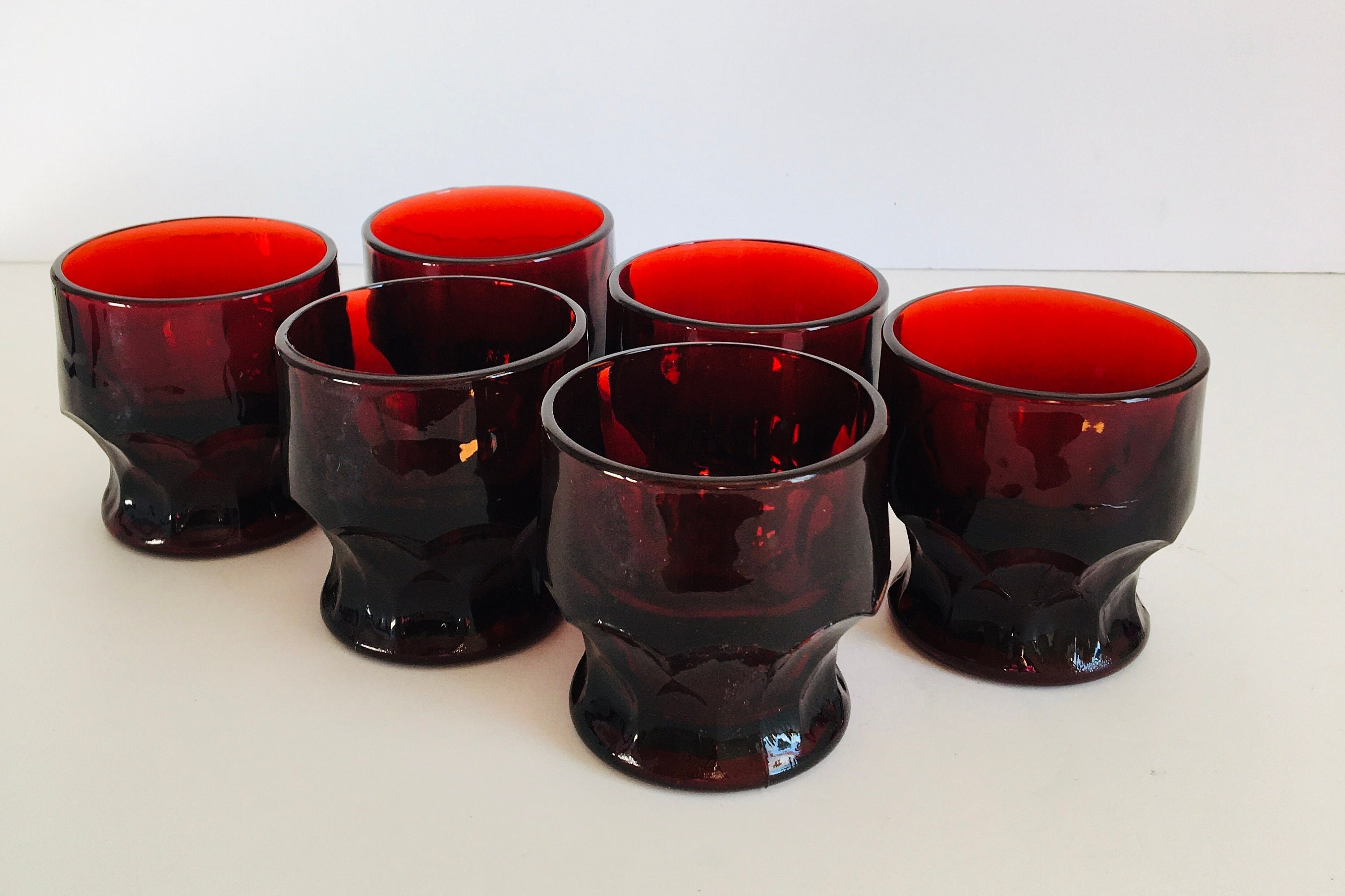 Anchor Hocking Royal Ruby Georgian Tumblers , Six Royal Ruby