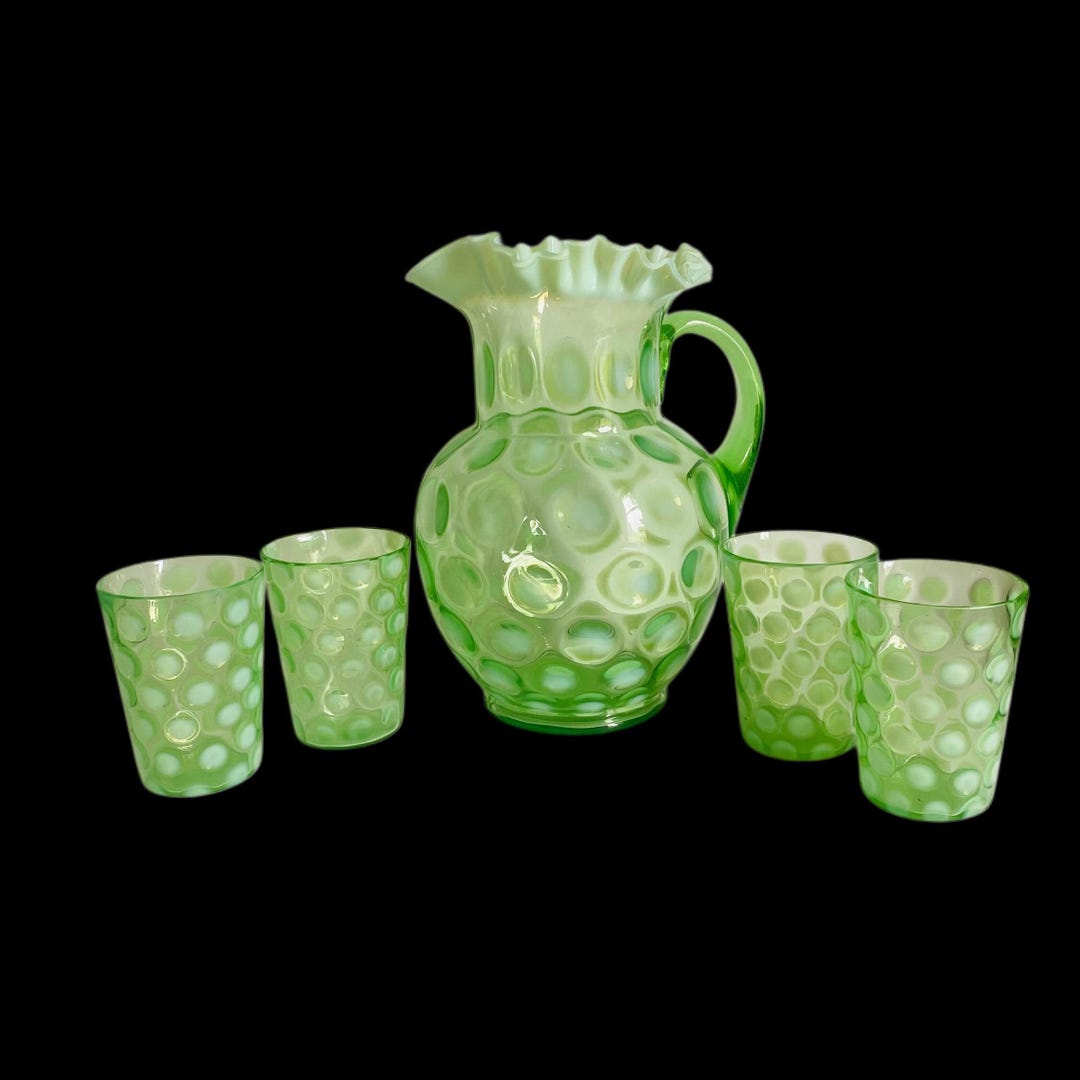 Antiqueフェントン40's～50's緑Fentonドットアンティーク Antique