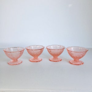 Set Of Four jeanette Glass Cherry Blossom Sherbet Dishes , Jeanette Pink Depression Sherbets , Pink depression Glass Dessert Bowls image 1