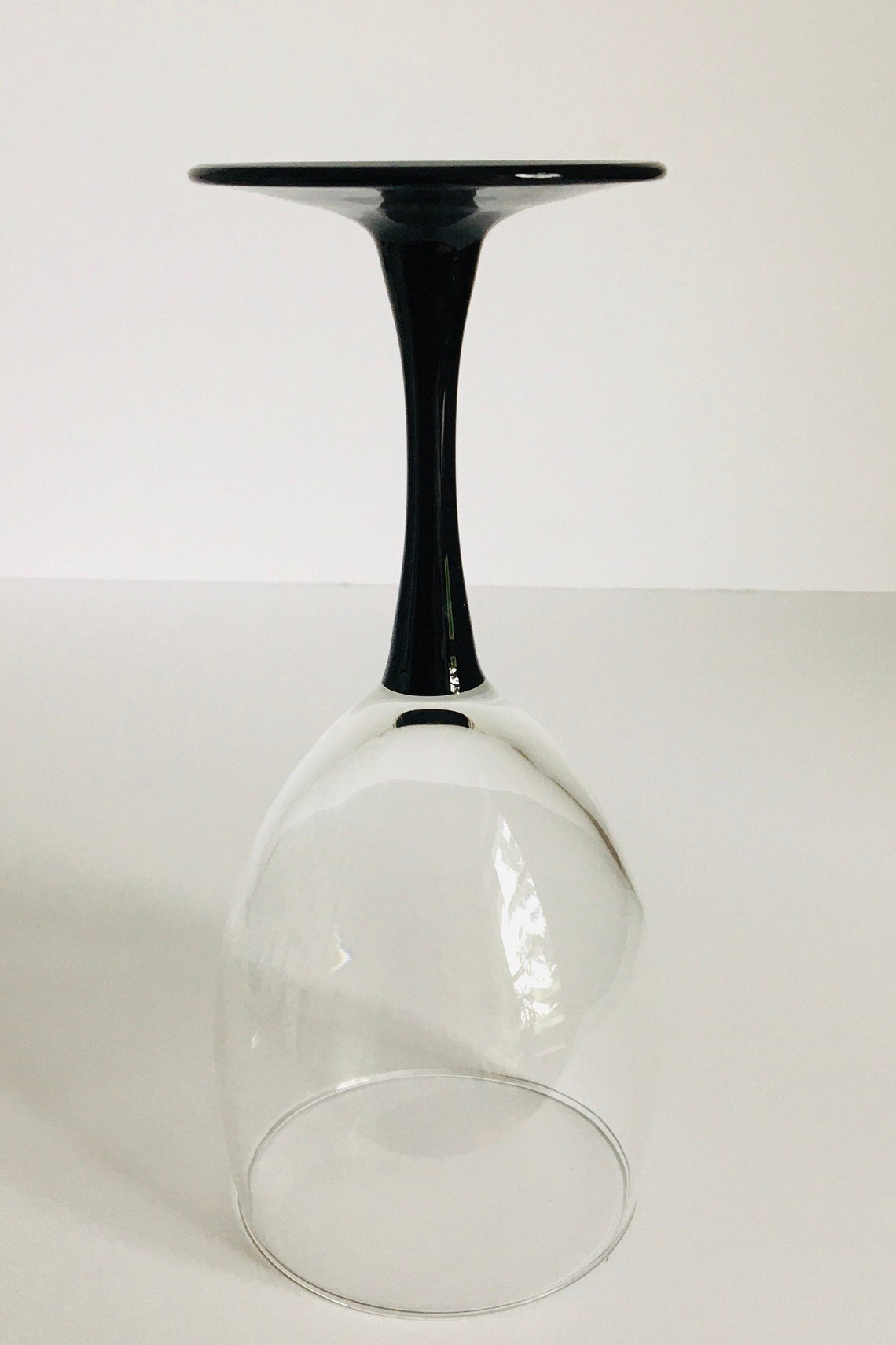 Set Of four Black Stemmed Wine Glasses Black Tie Affair Wine Etsy