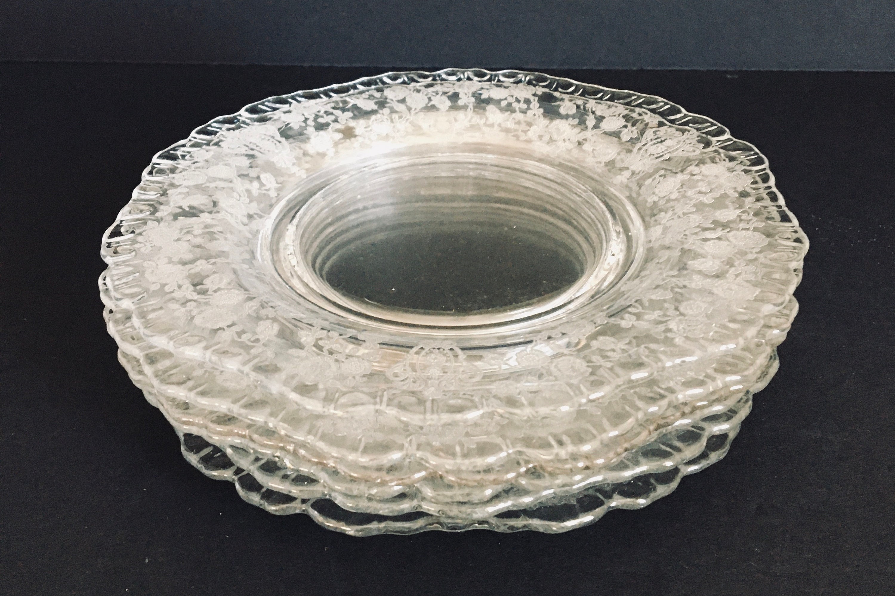 Cambridge Rose Point Bread Plate: Etched Crystal Glassware, 6 Inch