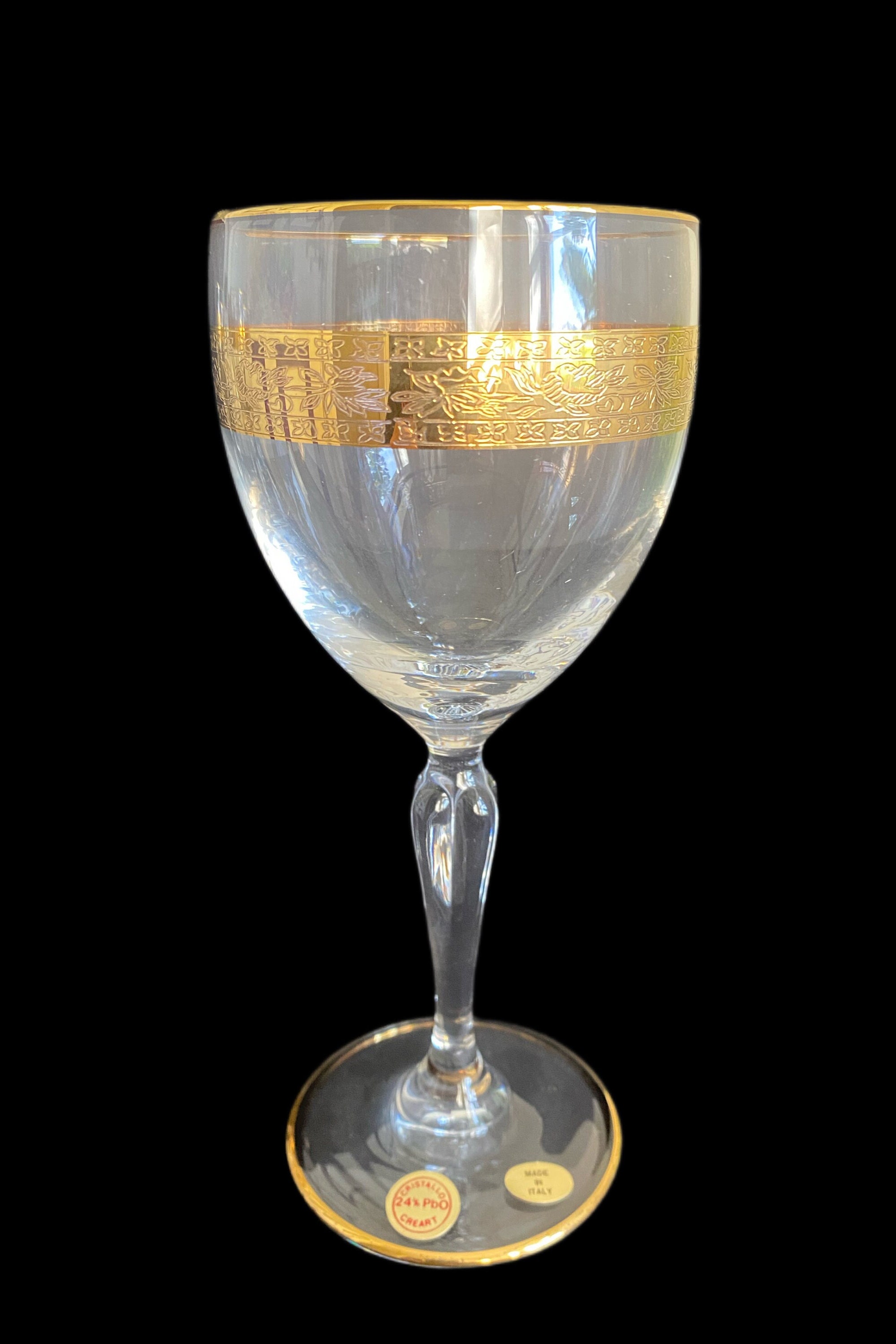 Italian Crystal Wine Glasses, Crack Design, Set of 2