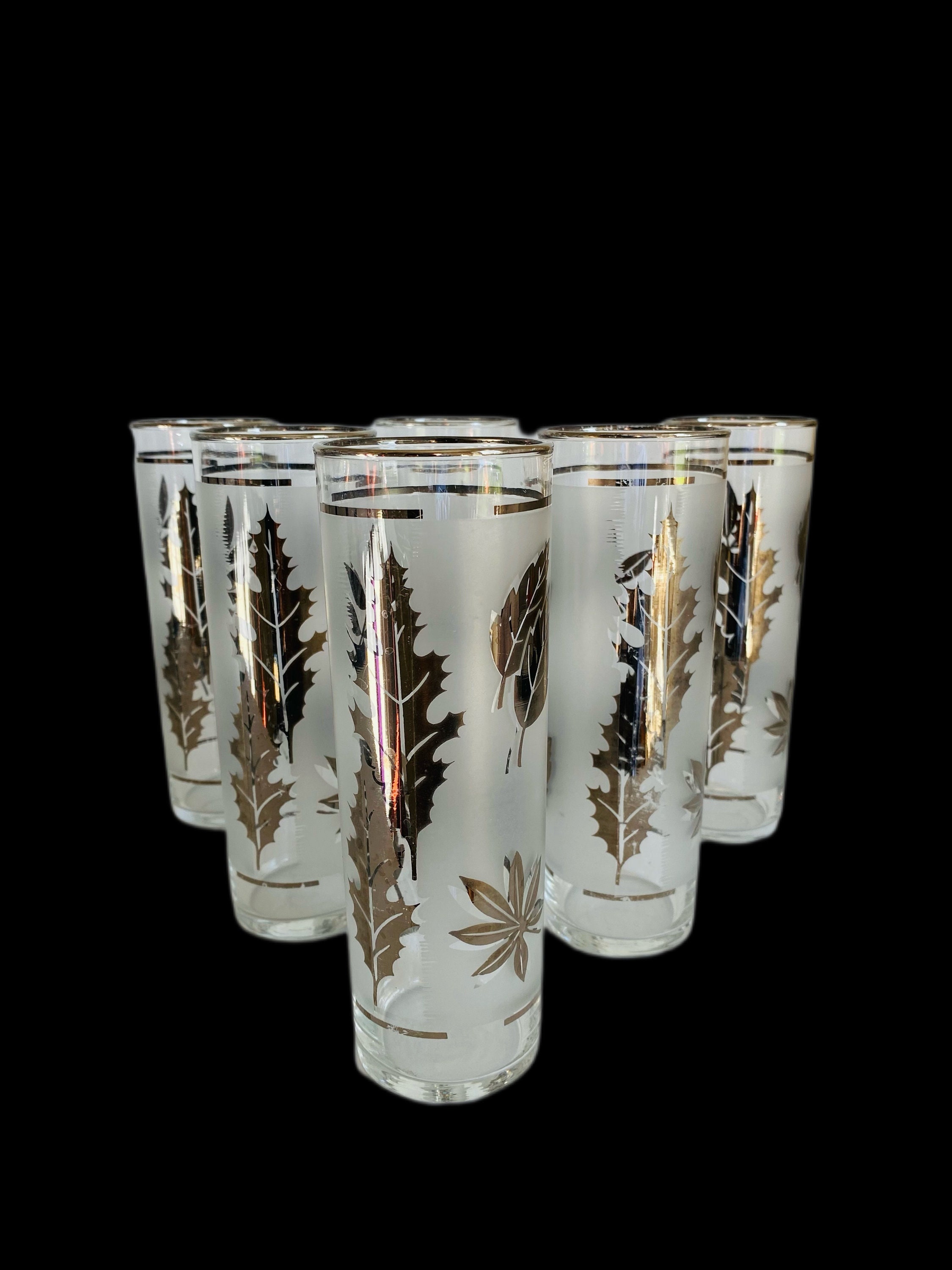 MCM Colony Abstract Striped Set 4 Vintage Tall Tom Collins Glasses 1 w/Sm  Chip