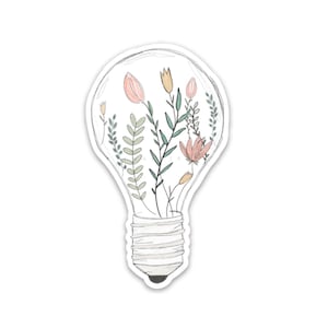 Flowers in Light Bulb Sticker - Waterproof Vinyl Decal