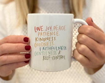 Fruit of the Spirit Coffee Mug: Christian Bible Verse Gift