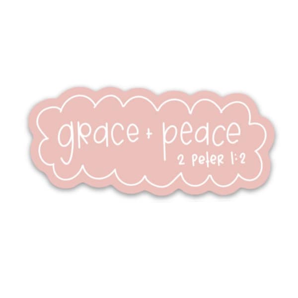 Grace + peace sticker | 2 Peter 1:2 Bible verse sticker | Christian gifts