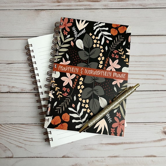Spiral notebooks | Soft cover journal | Faith notebook | Fearfully & wonderfully made Bible journal