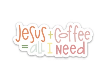 Coffee and Jesus Sticker: Waterproof Christian Decal (3.0 x 1.31)