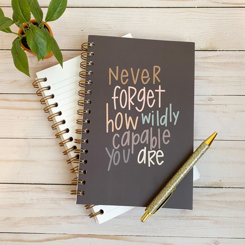 Spiral notebooks Soft cover journal Inspirational message Never forget how wildly capable you are image 1