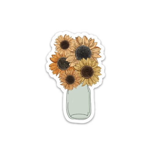 Sunflower Stickers Mason Jar Flowers Sticker Sun Flower Etsy