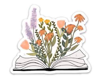Book stickers | Love to read decal | Flowers growing from a book | The book was better