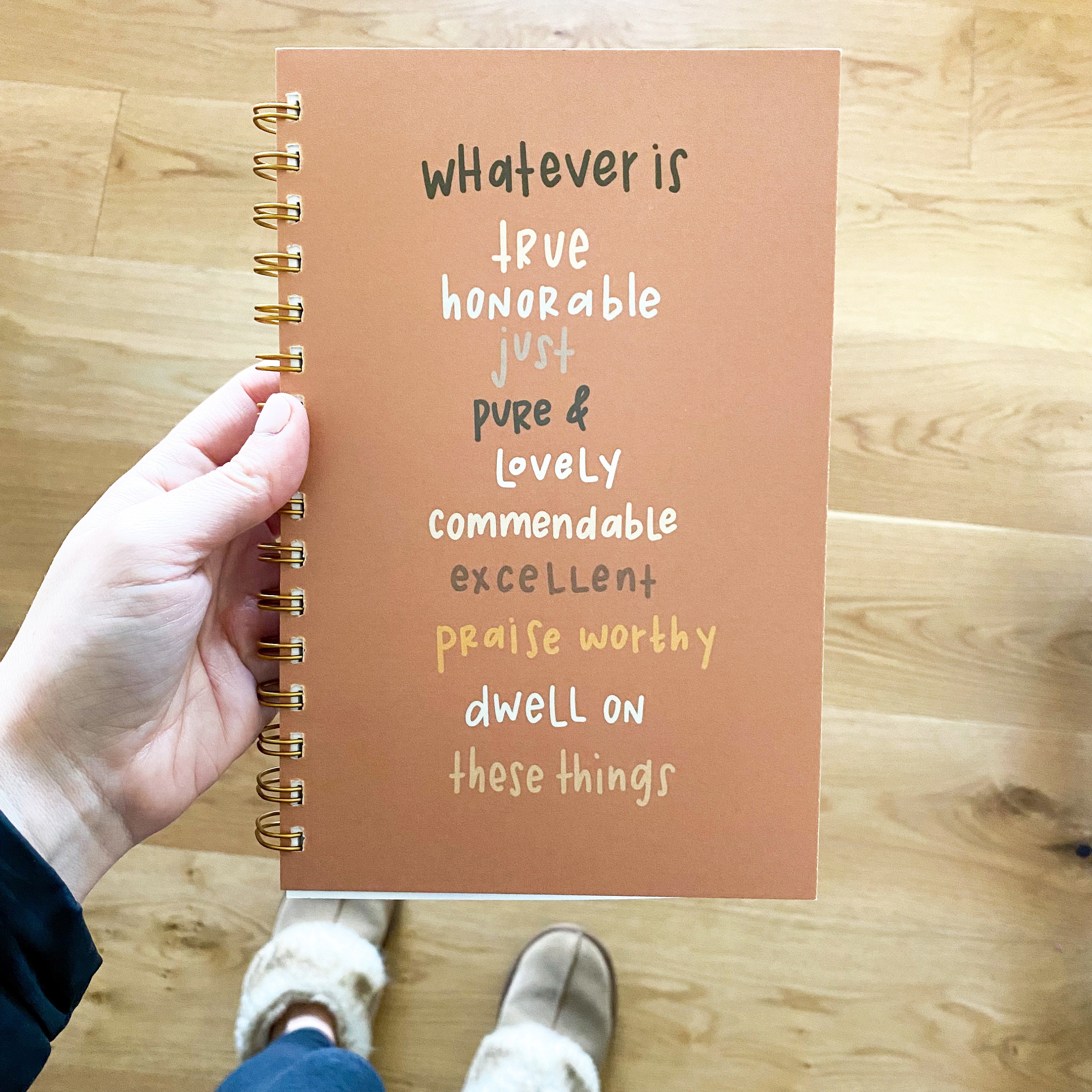 Spiral notebooks | Soft cover journal | Faith notebook | Philippians 4:8 Bible journal