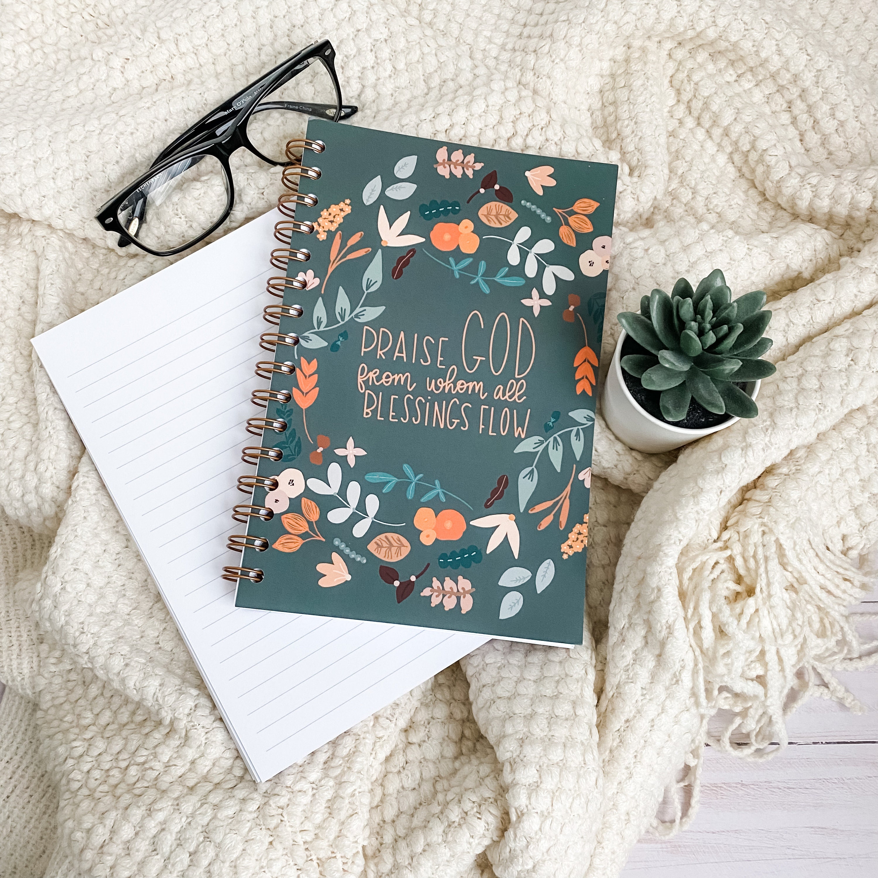 Spiral notebooks | Soft cover journal | Faith notebook | Praise God from whom all blessings flow