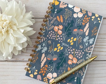 Spiral notebooks | Soft cover journal | Inspirational message | Grow self care journal