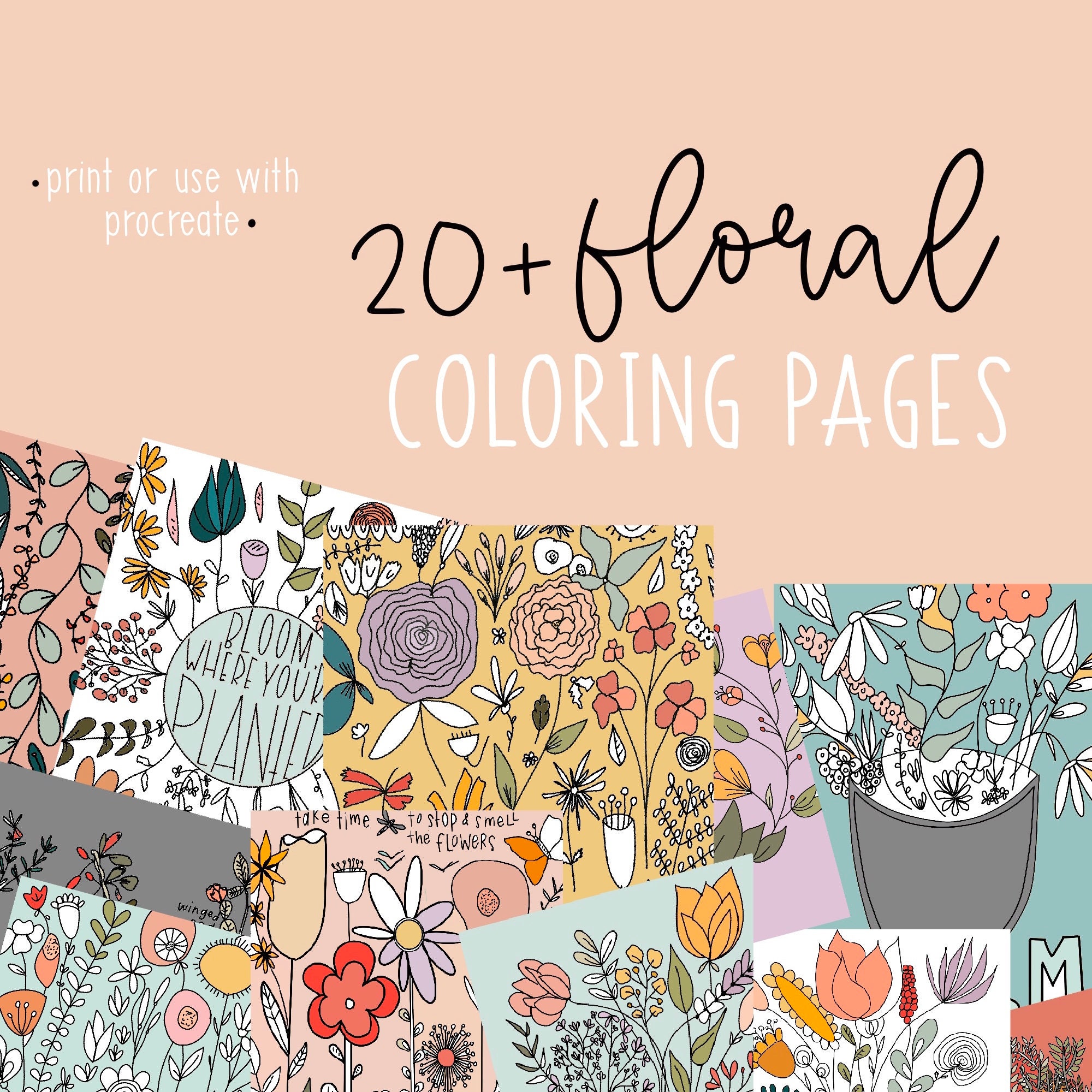 floral coloring book pages