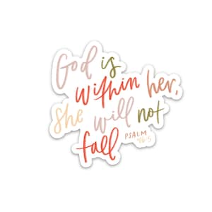 Christian sticker | God is within her, she will not fall decal | Bible verse quote