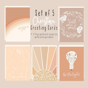 Juego de tarjetas de felicitación cristianas / Tarjetas de fe / Juego de 5 diseños de versículos bíblicos