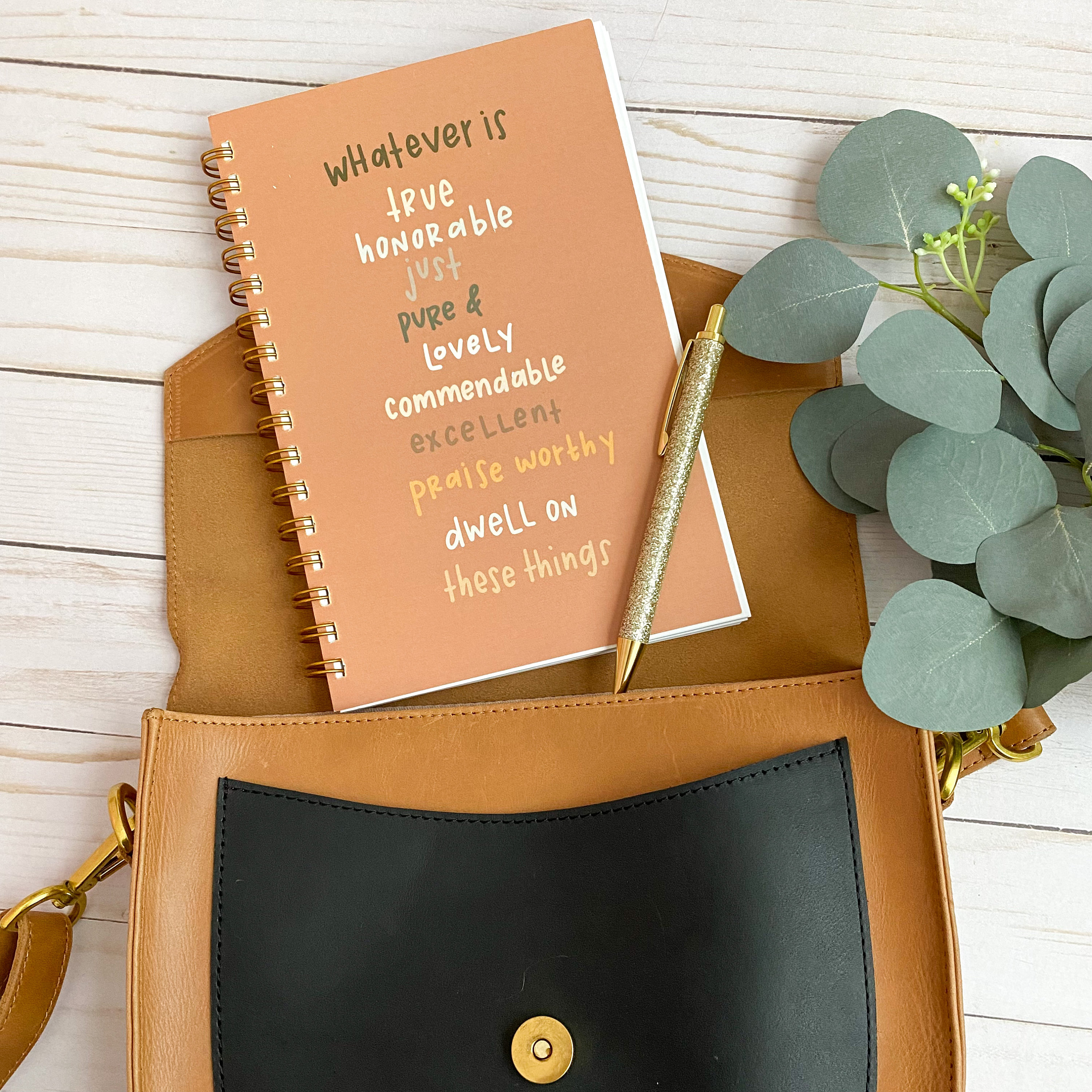 Spiral notebooks | Soft cover journal | Faith notebook | Philippians 4:8 Bible journal