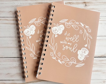 Spiral notebooks | Christian notebook | Bible journal | It is well with my soul | Prayer journal