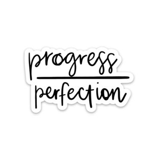 Sticker quotes | Inspirational decals | Waterproof stickers | Progress over perfection