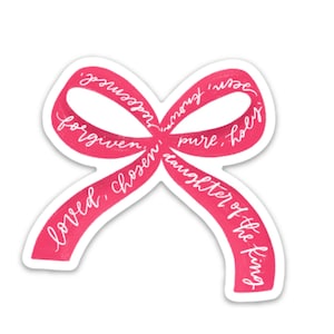 Daughter of the King Sticker: Pink Bow, Christian Faith Decal