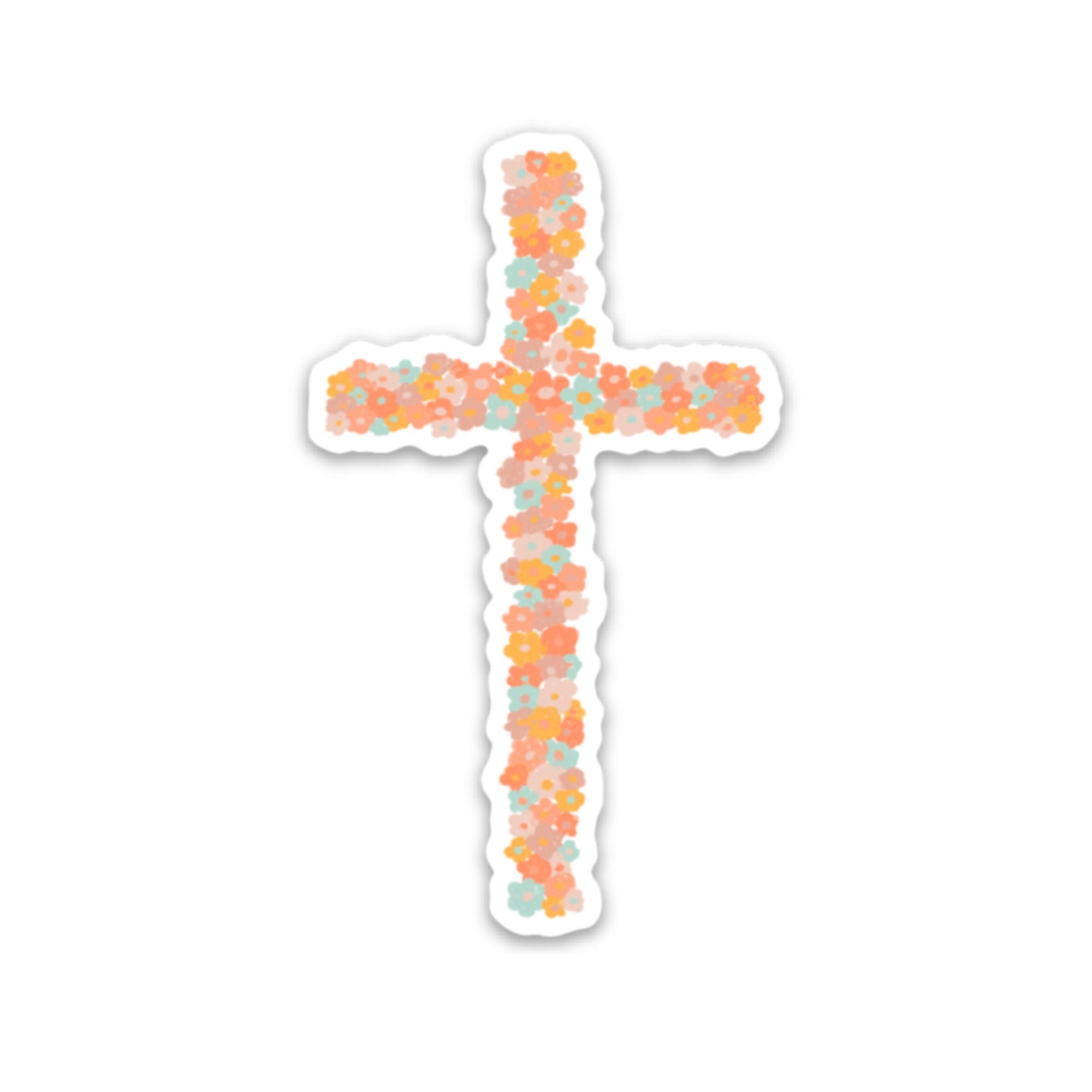 Ornate Christian Church Cross Sticker