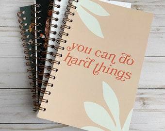 Spiral notebooks | Cute, aesthetic journal | You can do hard things softcover notebook