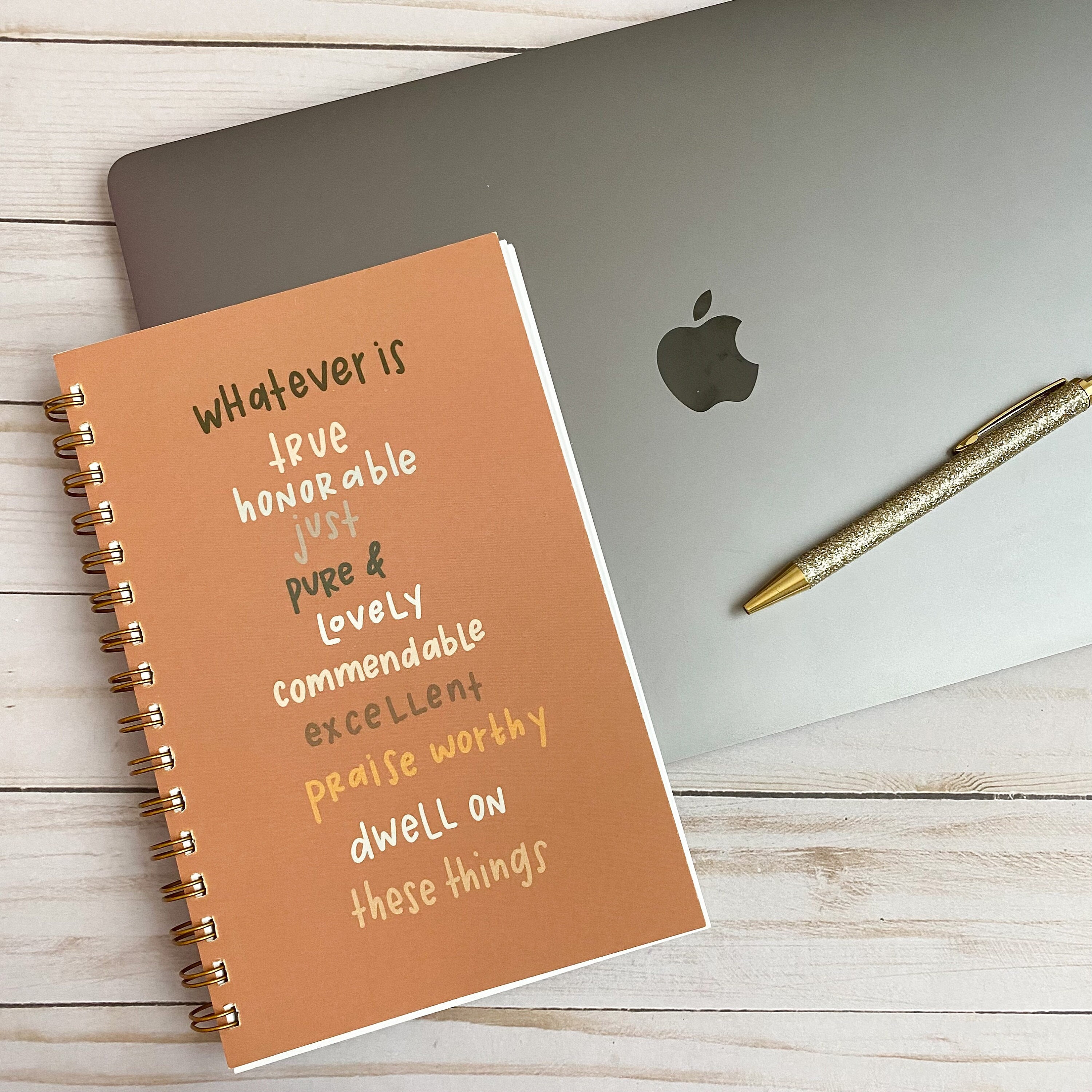 Spiral notebooks | Soft cover journal | Faith notebook | Philippians 4:8 Bible journal