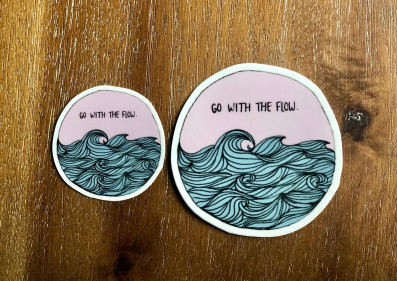 Waves Sticker Trendy Aesthetic Sticker Go With The Flow Etsy