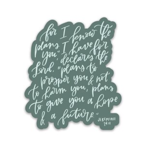 Jeremiah 29:11 sticker Religious stickers Christian quotes | Etsy
