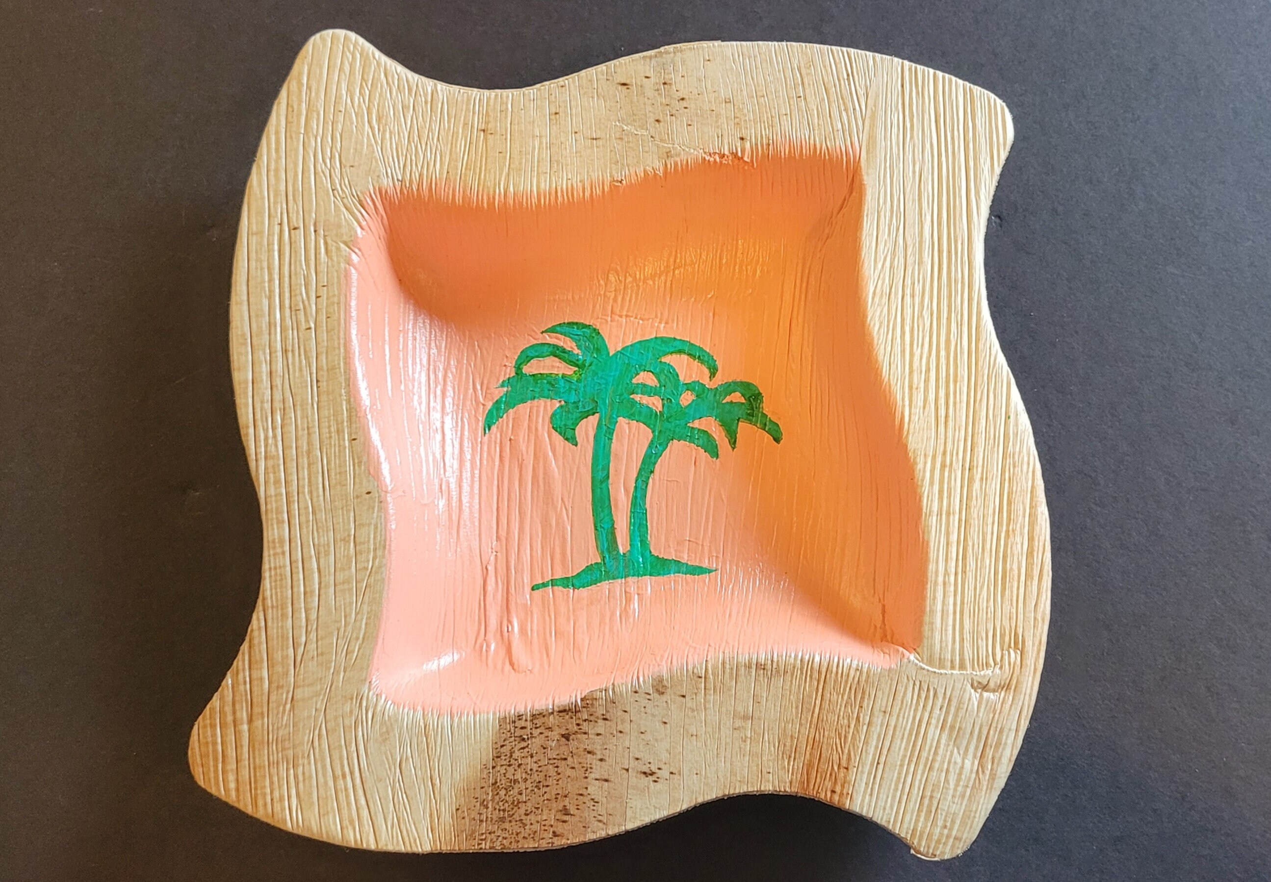 Palm Tree on Palm Frond Bowl Etsy