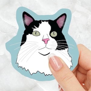 Long-Haired Cat Sticker: Waterproof Pet Decal for Laptop & Journal