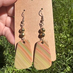 Earthy Aura Dangle Earrings, Handmade Earrings, Polymer Clay Earrings