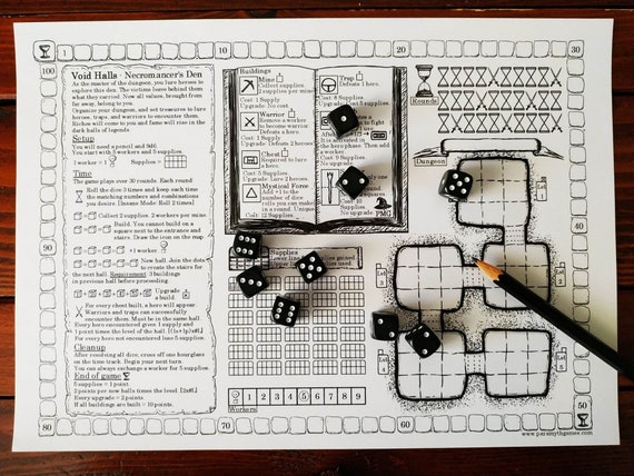 Void Halls: Print & Play, Roll and Write Game.