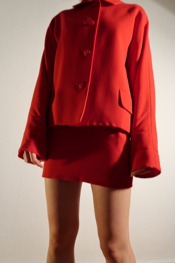 Gianni Versace Red Mini Skirt Suit