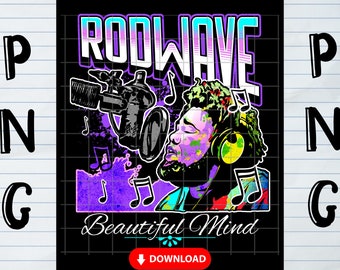 Rod Wave Png, Rod Wave Beautiful Mind Tour 2022 Png, Rod Wave Instant Download