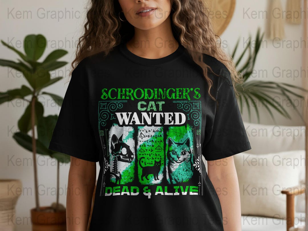 Schrodingers Cat Wanted Digital, Dead and Alive Cat, Cat Illustration ...