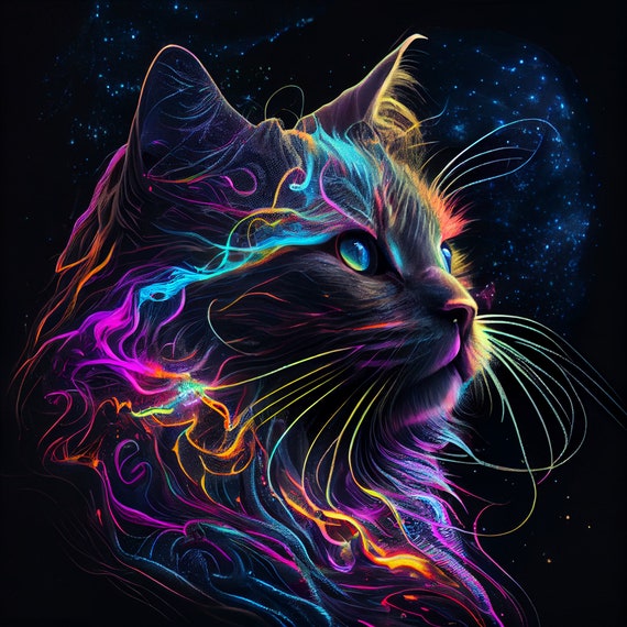 Cosmic Cat Ai Art Print, Neon Style Ai Generated Art Majestic Cat Home  Decor Poster, Printable Digital Art for Wall Decoration -  Canada