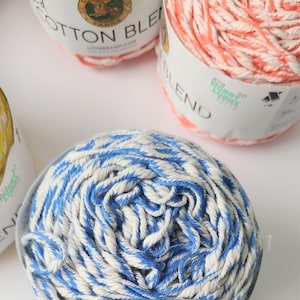 Lion Brand Twisted Cotton Blend, Cotton Acrylic Yarn, Destash Yarn, Knitting Yarn, Crochet Yarn, Discontinued Yarn