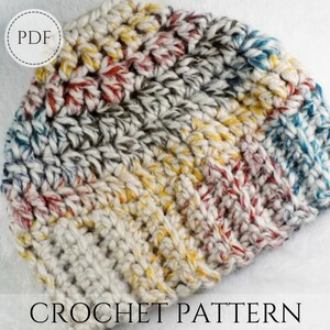 Crochet Pattern, Messy Bun Beanie Pattern, Ponytail Hat Pattern, Crochet Hat Pattern, Messy Bun Hat Pattern, Instant Download PDF