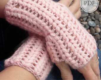 Fingerless gloves crochet pattern, crochet wrist warmers pattern, fingerless mittens crochet pattern, crochet gauntlet pattern