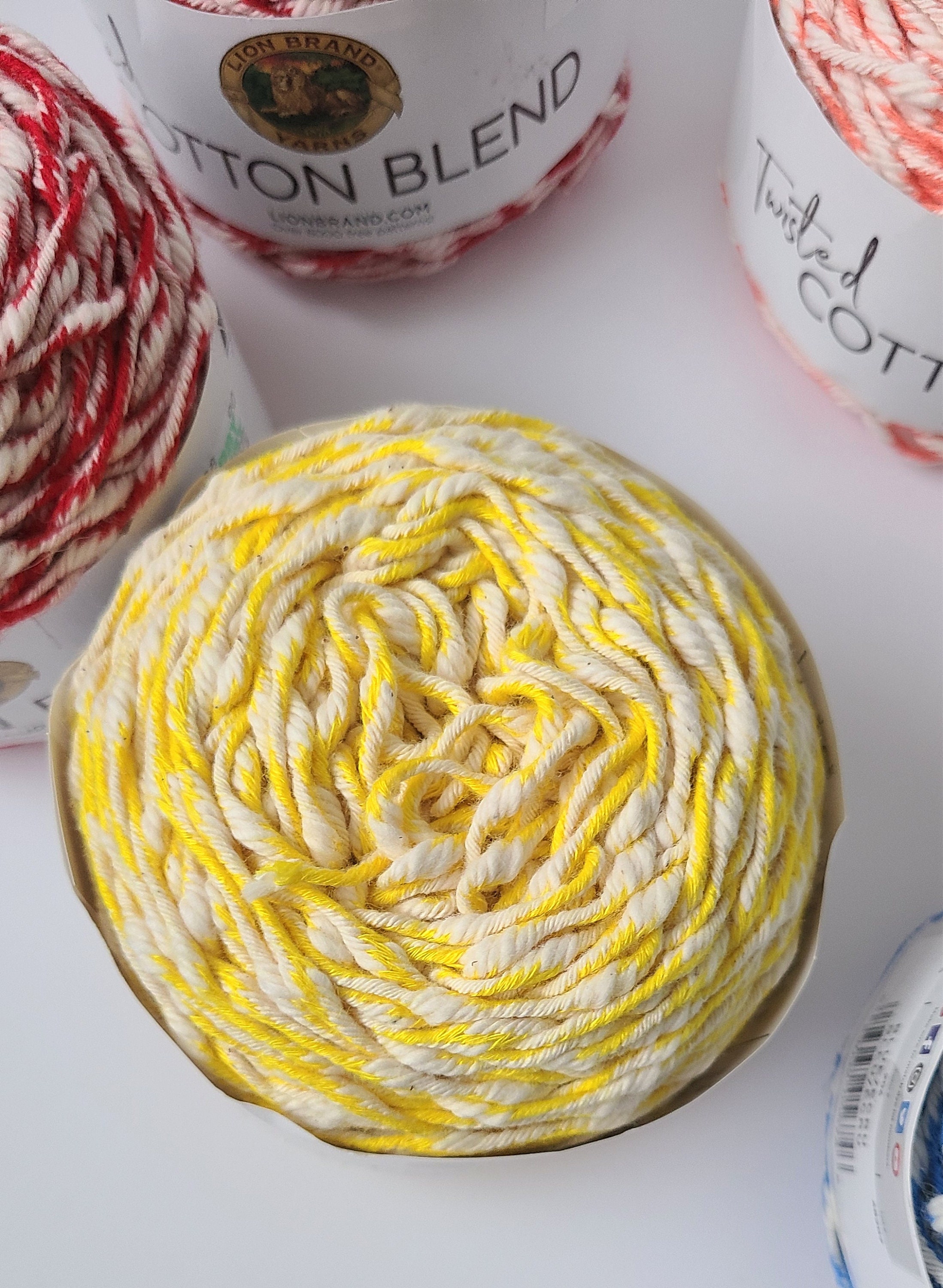 Lion Brand Twisted Cotton Blend, Cotton Acrylic Yarn, Destash Yarn